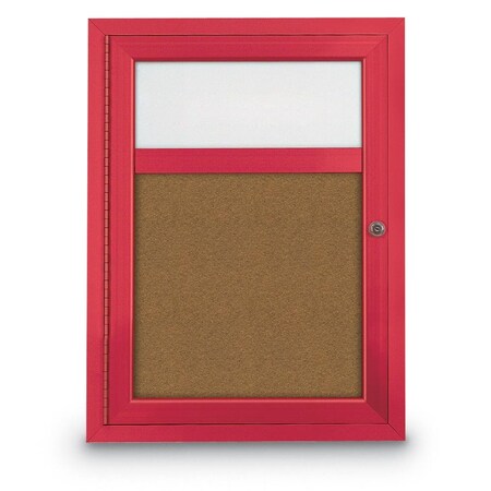 United Visual Products Slim Enclosed Corkboard, 30"x30", Gold Alum Frame/Buff UVEB3030-GOLD-BUFF